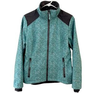 Free Country Women’s Prevail Blue Softshell Full Zip Wind Water Resistant Jacket